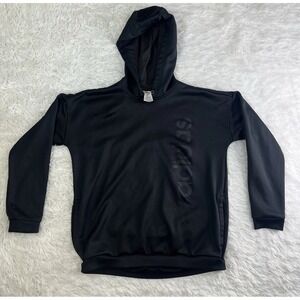 Adidas Womens Drawstring Hoodie Black Logo Aeroready Pullover Size Medium EI5538